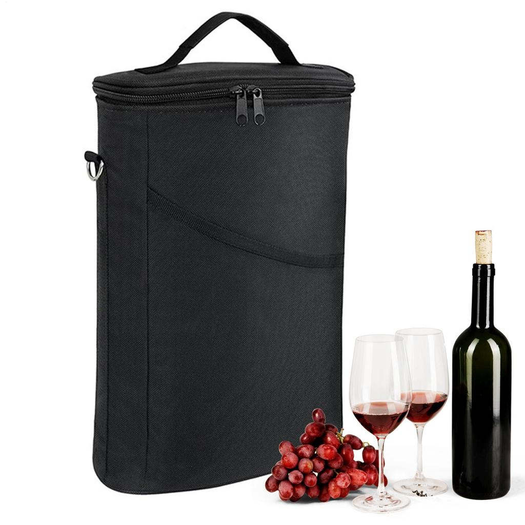 Portable Wine Cooler Bag Insulated Thermal Carrier for 2 Bottles Wine Outdoor Party Travel Portable Wine Tote Bag