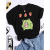 Green Frog T-shirts for Women Who Love To Drink Strawberry Flavored Milk Soft T-shirts Sports Summer T-shirts Street Hiphop Tops