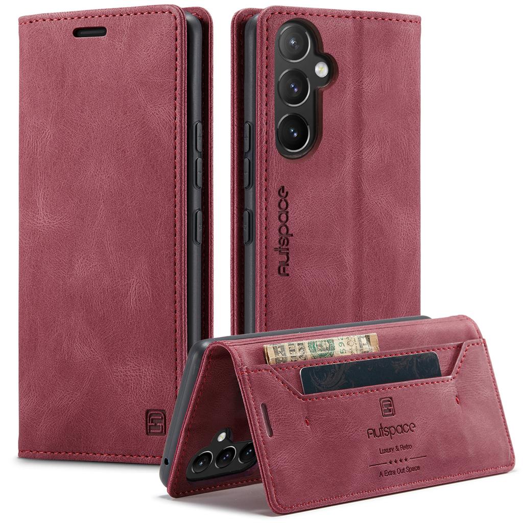 Premium Vintage Leather Wallet Case for Samsung Galaxy A15 4G/5G - RFID Protection Flip Cover with Card Slots, Shockproof Retro Style (4 Colors)