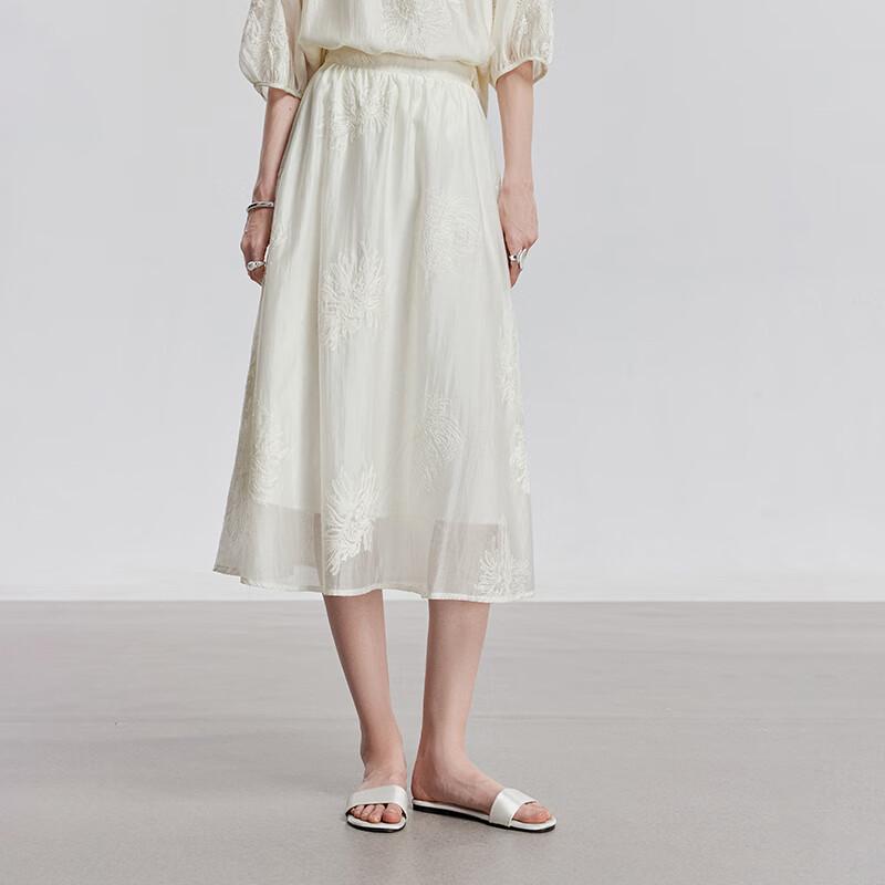 Chuyu 2025 Summer Embroidered Lyocell A-Line Maxi Skirt