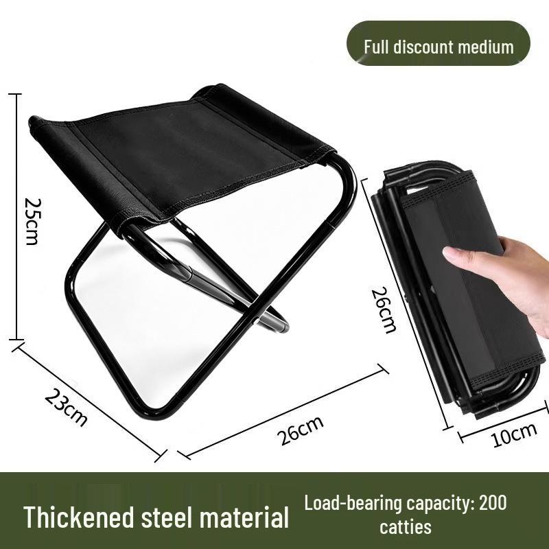 Compact Portable Folding Stool with Shoulder Strap for Camping, Picnic, and Fishing