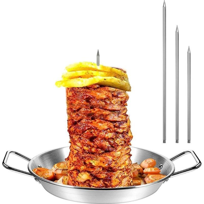Vertical Kebab Rotisserie Stand Commercial Stainless Steel Grills Accessory 3 Cooking Spikes P9YB