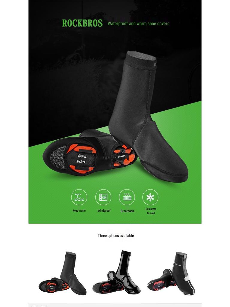 ROCKBROS Waterproof Warm Cycling Overshoes for Road and Mountain Bike Shoes