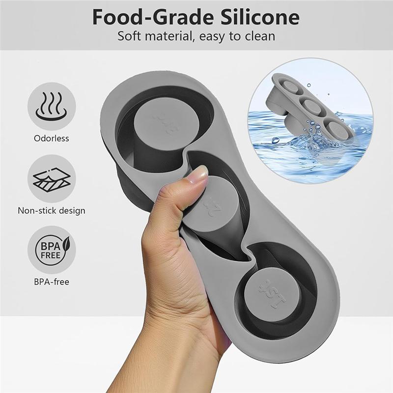A27F-Ice Cube Tray Accessories Silicone With Lid, 3-Compartment Ice Cube Tray For Stanley For 20-40 Oz Cups