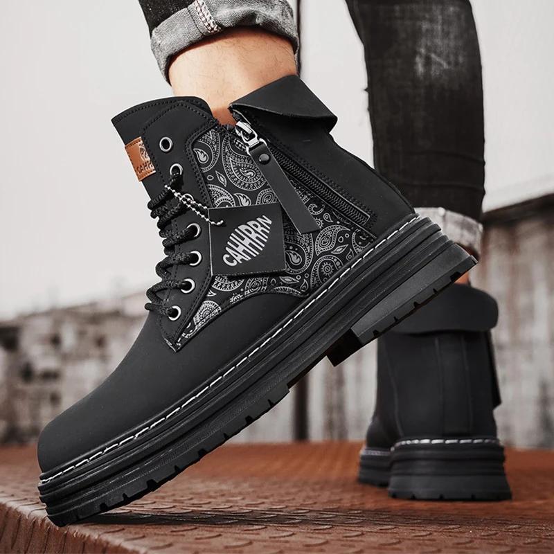 Ankle Boots Work Boots for Men Sports and Leisure Male Sneakers Shoes for Men Wear-resistant Casual Sneaker Non-slip Fashion