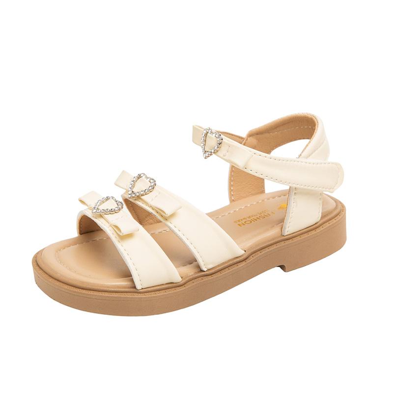 

Girls Sandals Summer New Children s Soft Bottom Anti slip Princess Shoes Girls Versatile Sweet Roman Sandals 36 бежевий