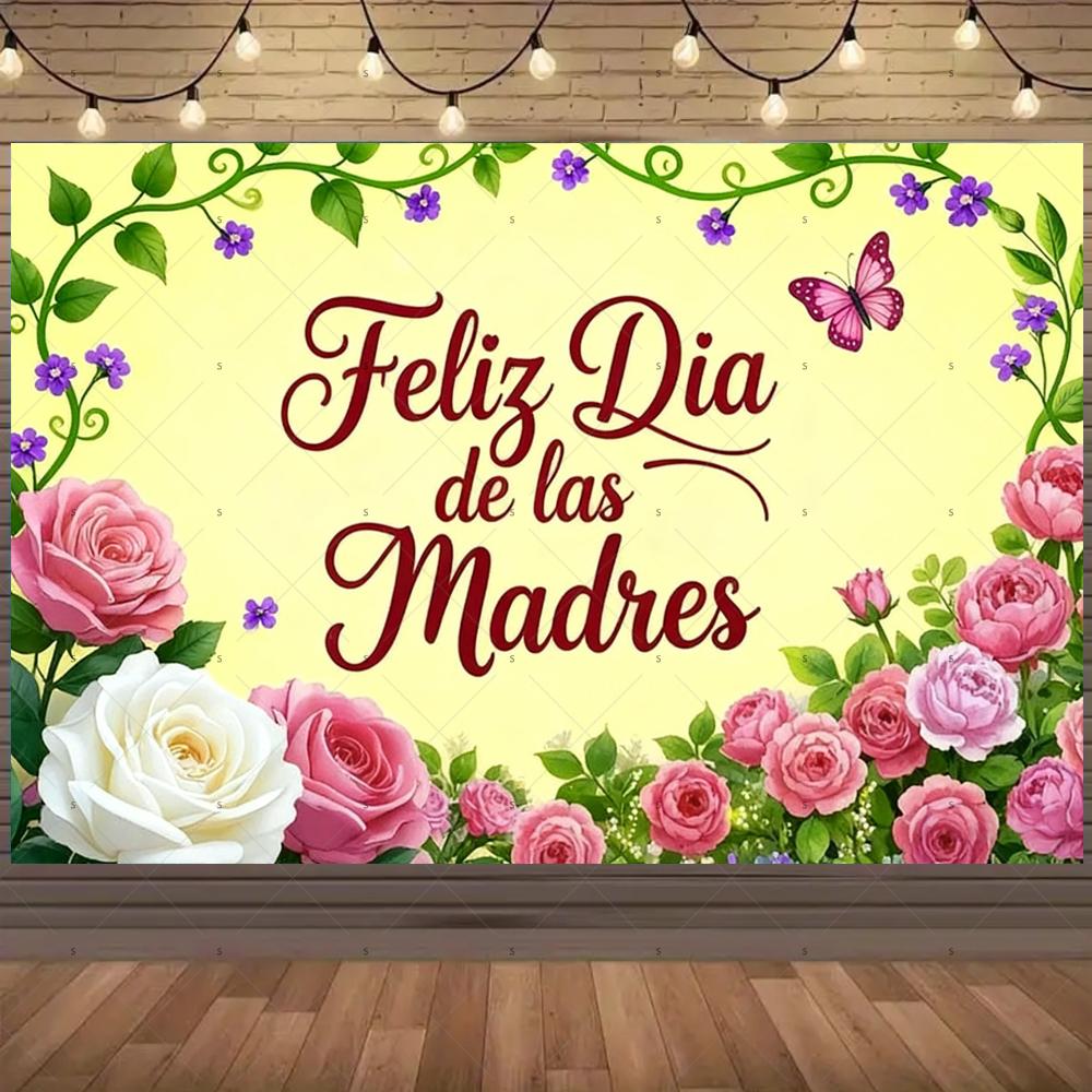 Mother's Day themed party backdrop banner in Spain, floral supplies for Mother's Day, backdrop for24