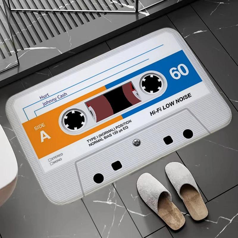 Retro Cassette Tape Bath Mats Super Absorbent Bathroom Carpet Home Entrance Welcome Doormat Rug for Kitchen Non-slip Floor Mat