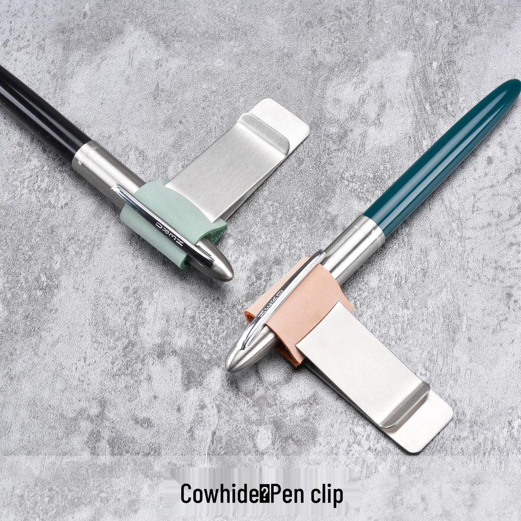 Traveler's Notebook Cowhide Brass Pen Clip - Retro Stainless Steel Sleeve for Metal Crafts