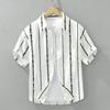 Men's Spring and Summer Fresh Striped Short Sleeved Shirt, Casual Artistic Loose Top