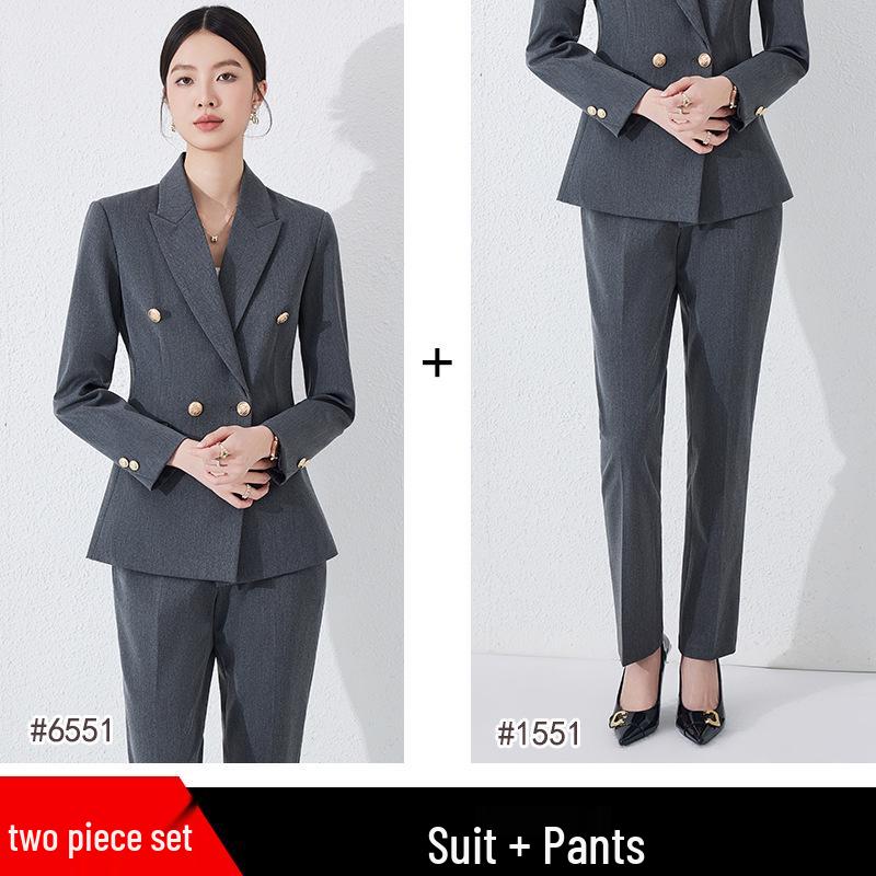 Women's Professional 2025 High-End Blazer Pant Suit Set for Workplace Interviews - Spring Collection