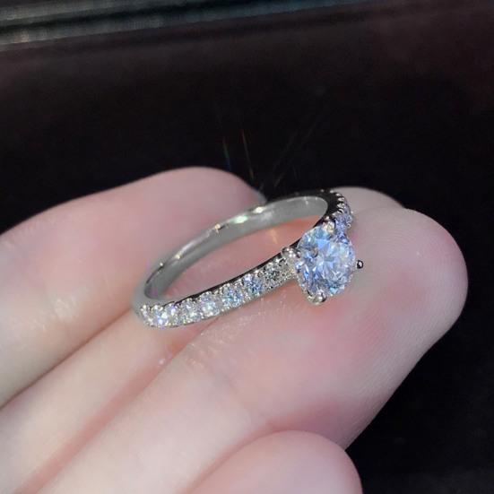 Women Ring Round Rhinestones Jewelry Fashion Appearance Electroplated Finger Ring for Wedding