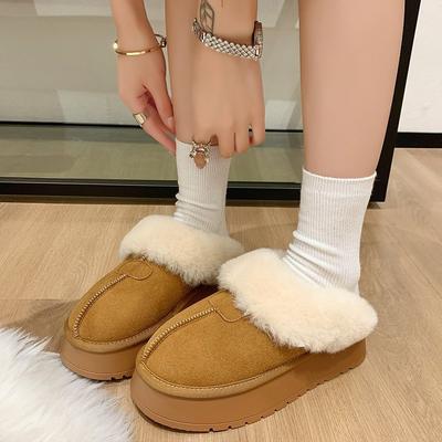 Pantofole Mao Mao da donna da esterno in pelliccia integrata con punta a sacco stivali da neve 2024 inverno nuovo pantofole termiche in cotone a un pedale