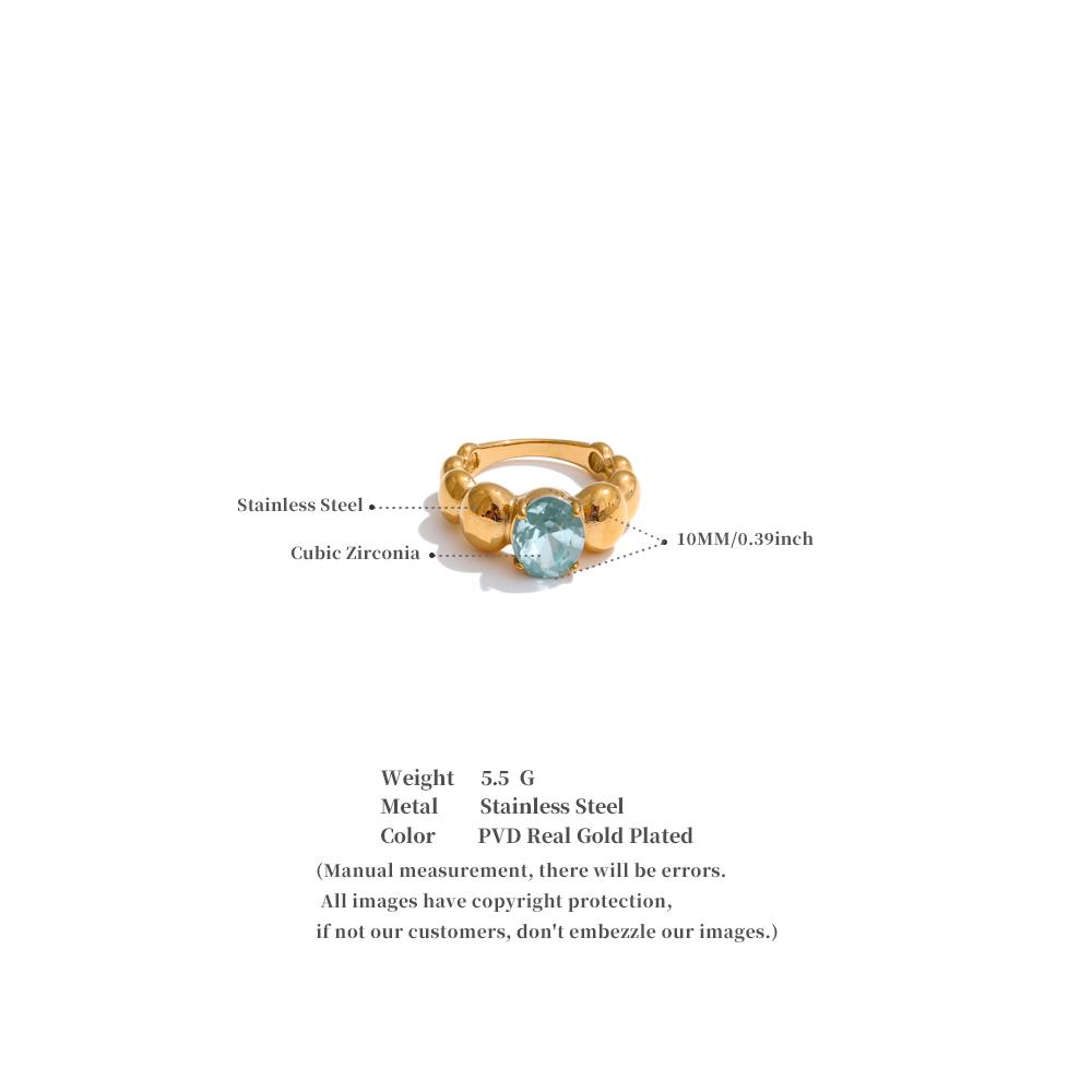 Eetit Blue Shiny Cubic Zirconia Casting Ring Fashion 316 Stainless Steel High Quality Charm Finger Jewelry Accessory