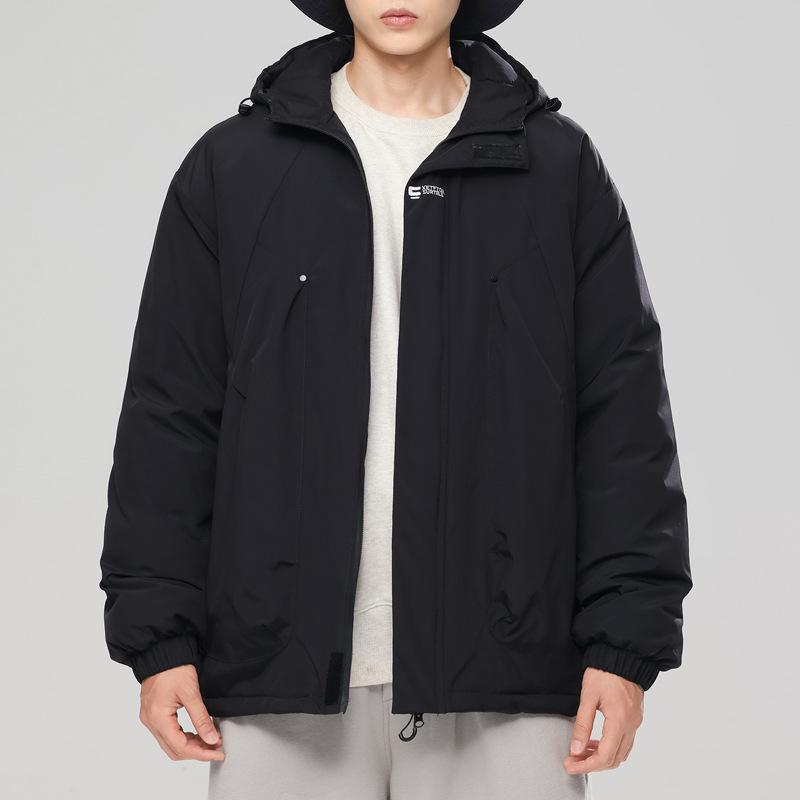 Casual Men's and Women's Cotton Clothes, Winter Hong Kong Style, Loose Plus Size Hood, Waterproof and Warm, Solid Color Men's Jacket, Cotton Clothes