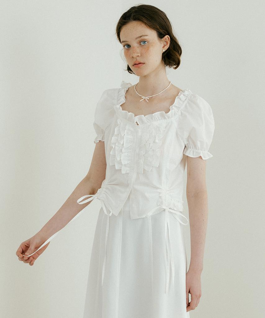LUCIR ZU Clara Frill Blouse (Ivory)