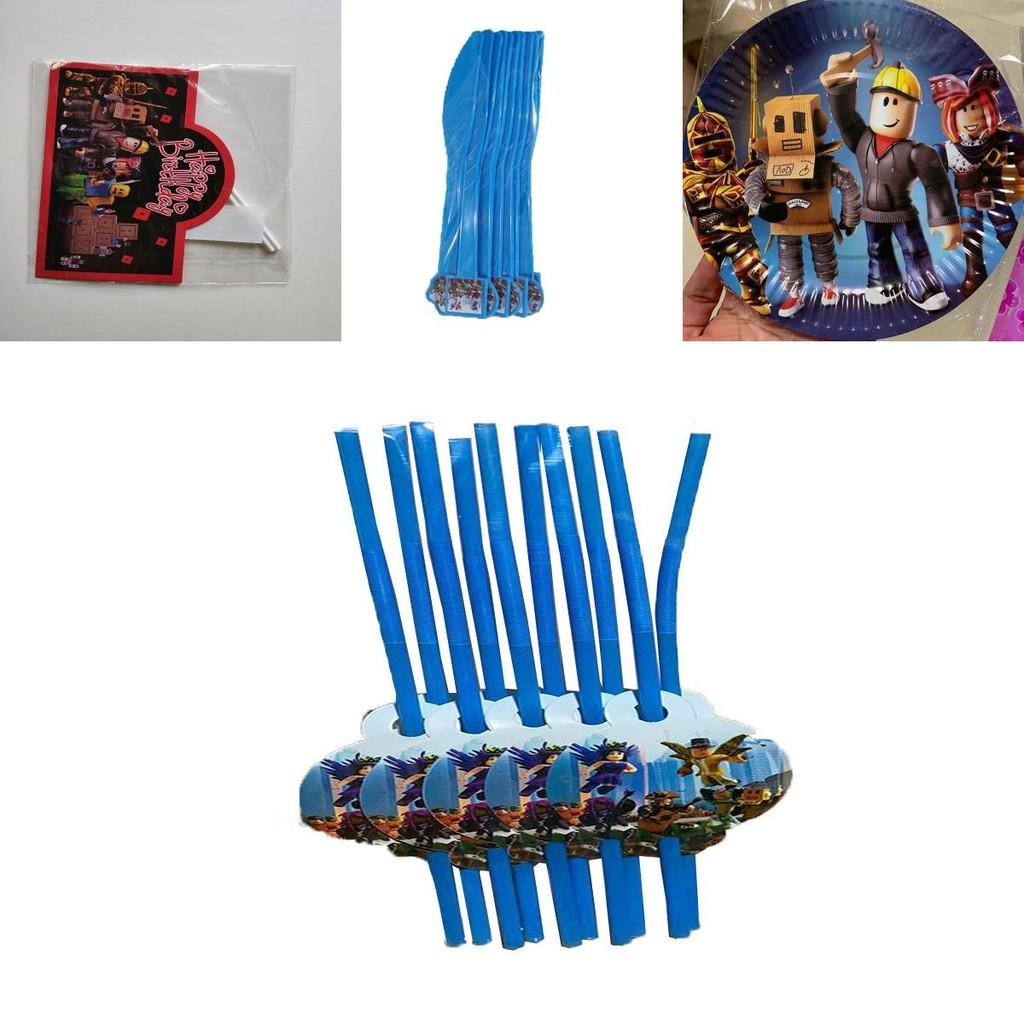 Colorful Roblox Birthday Decoration Set Featuring Banners Balloons And Cake Toppers For Kids