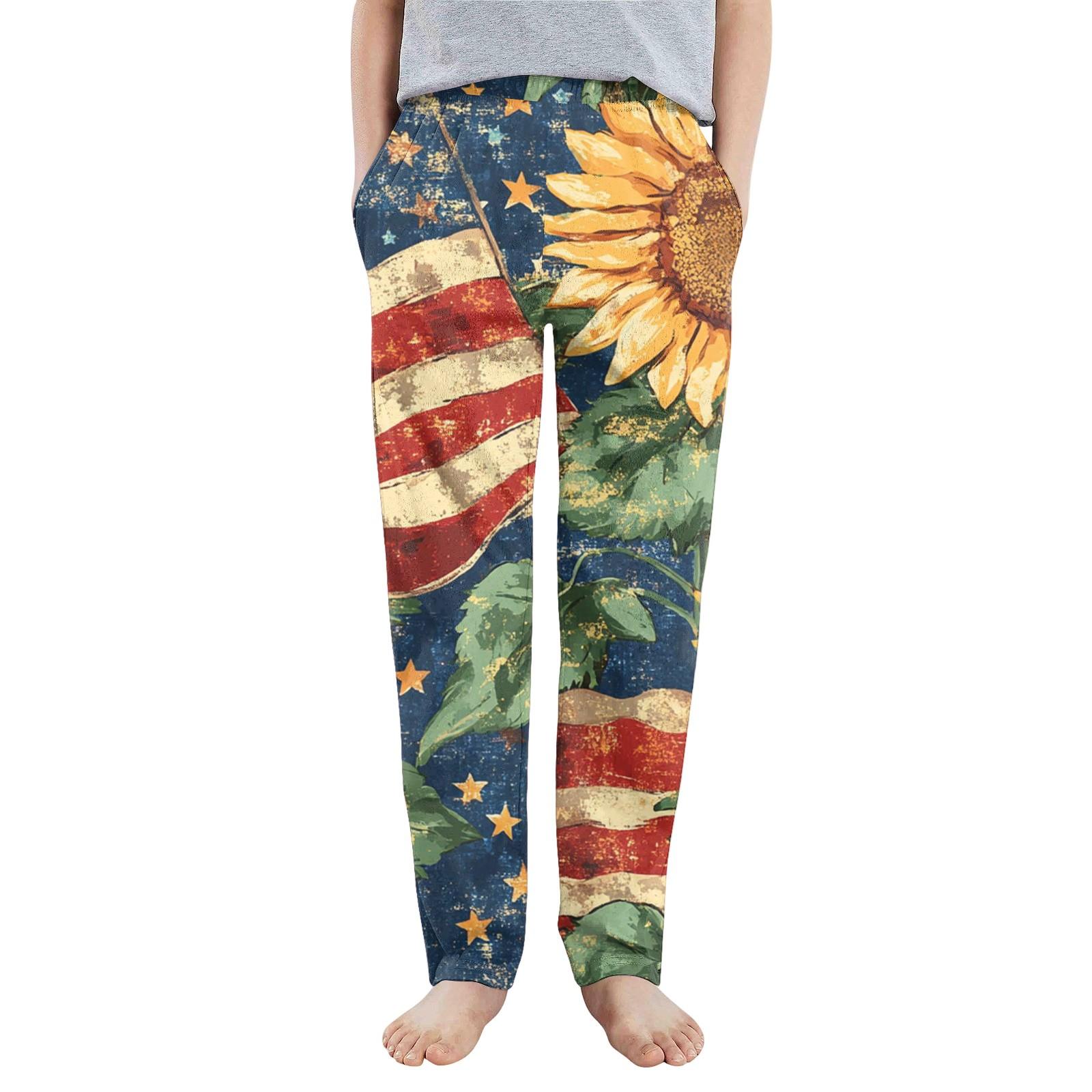 

Детские спортивные повседневные брюки с принтом на карманах для мальчиков и девочек в честь Дня независимости 100 красный