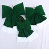 Velvet Christmas Bows Stuffed Plush Xmas Hanging Bows Ornament with Fluffy White Fur Trim for Holiday Tree Garland Fireplace Decoration