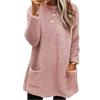 Fashion Women's Long-sleeved Pocket Plush Sweater T-shirt Top