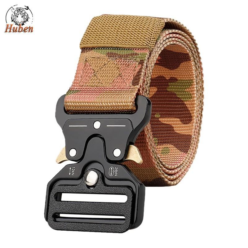 Belt Men s Cobra Buckle Nylon Knitted Pants Middle-aged Military Training