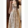 Plus-size Plus-size Plus-size Girl, Vintage and Sophisticated, Super Pretty, Two-piece Floral Dress for Tea Break, Niche and Not Clashing, Long Dress