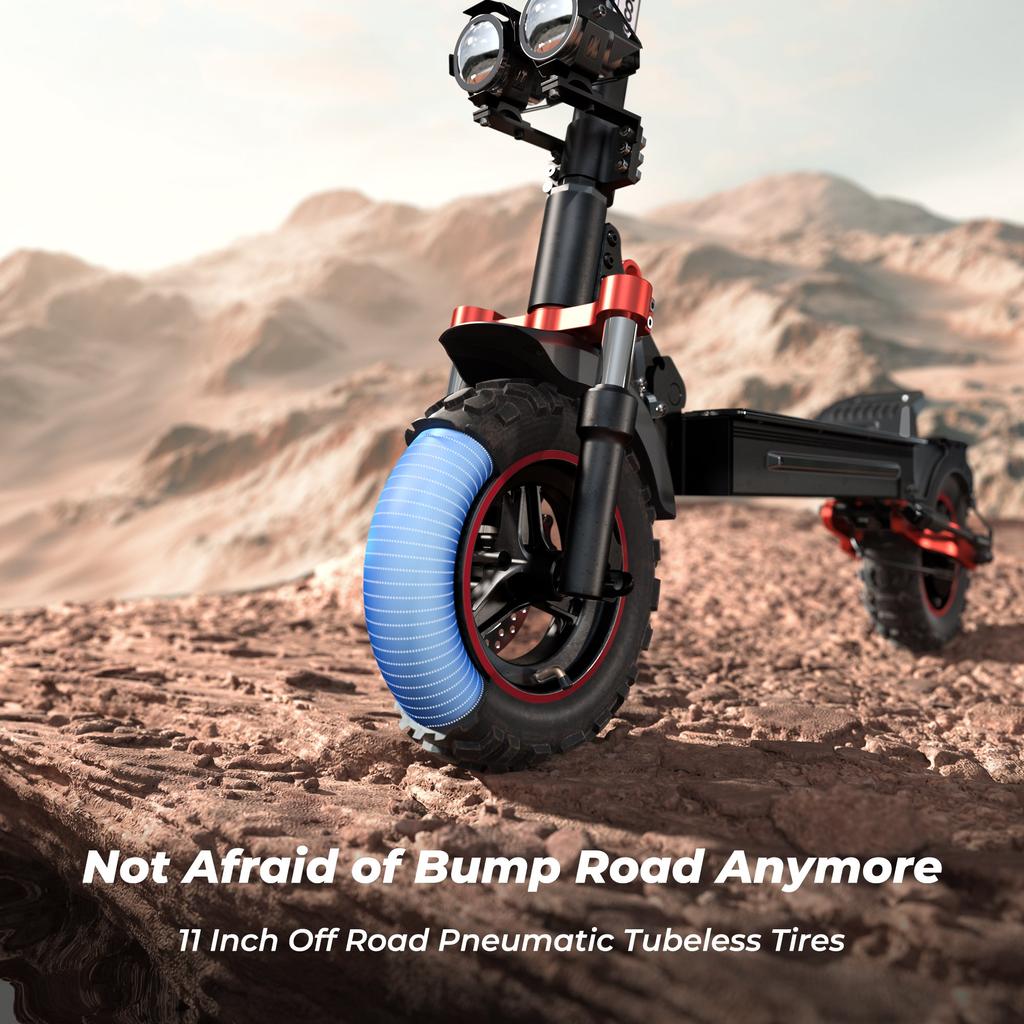 iScooter iX5S Adult Off-Road Electric Scooter, 48V 15Ah 1000W, Disc Brake + EABS, 11" Off-Road Inflatable Wide Tire, Dual Shock Absorbers