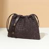 New Retro Handbag for Women, All Hand Woven Pleated Drawstring Frosted Cloud Bag, Single Shoulder Crossbody Small Square Bag