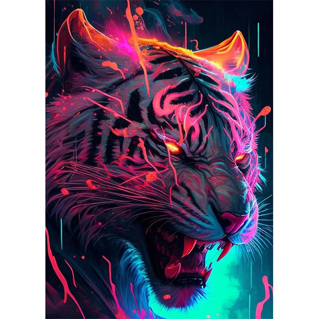 Abstraktes Neon Tier Pink Lila Drucke Poster Leinwand Malerei HD Modernes Wandkunst Bild für Spielzimmer Schlafzimmer Heimdekoration