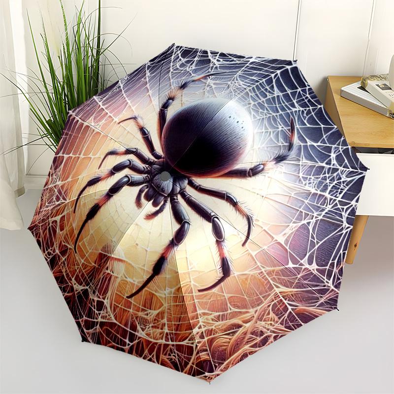 1pc Spider Web Automatic Folding Umbrella, Lightweight Retractable Compact Travel Umbrella, 8-Rib Sturdy Frame, Fine Outdoor Umbrella153