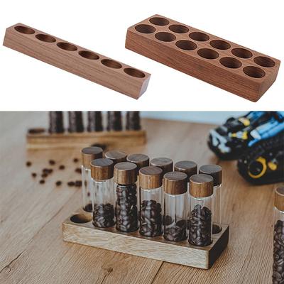 Multi-function Coffee Beans Display Rack Wooden 6/12 Holes Wood Base Holder Coffee Supplies Smooth