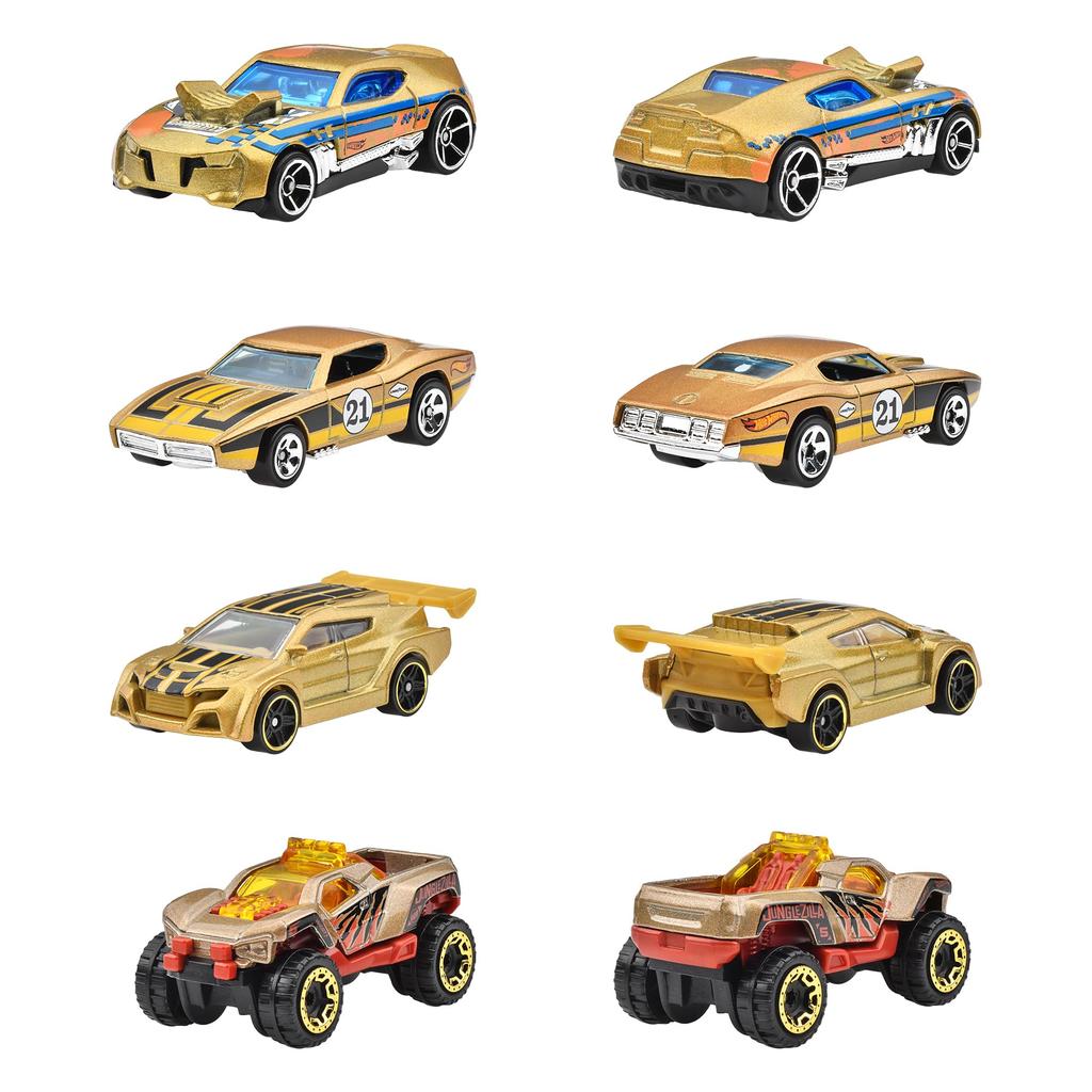 Hot Wheels Monster Truck Bigfoot Trophy Champion Collection Includes 5 Monster Trucks and 6 Miniature Cars Vehicles Ages 3 and Gold Set (11 Total).