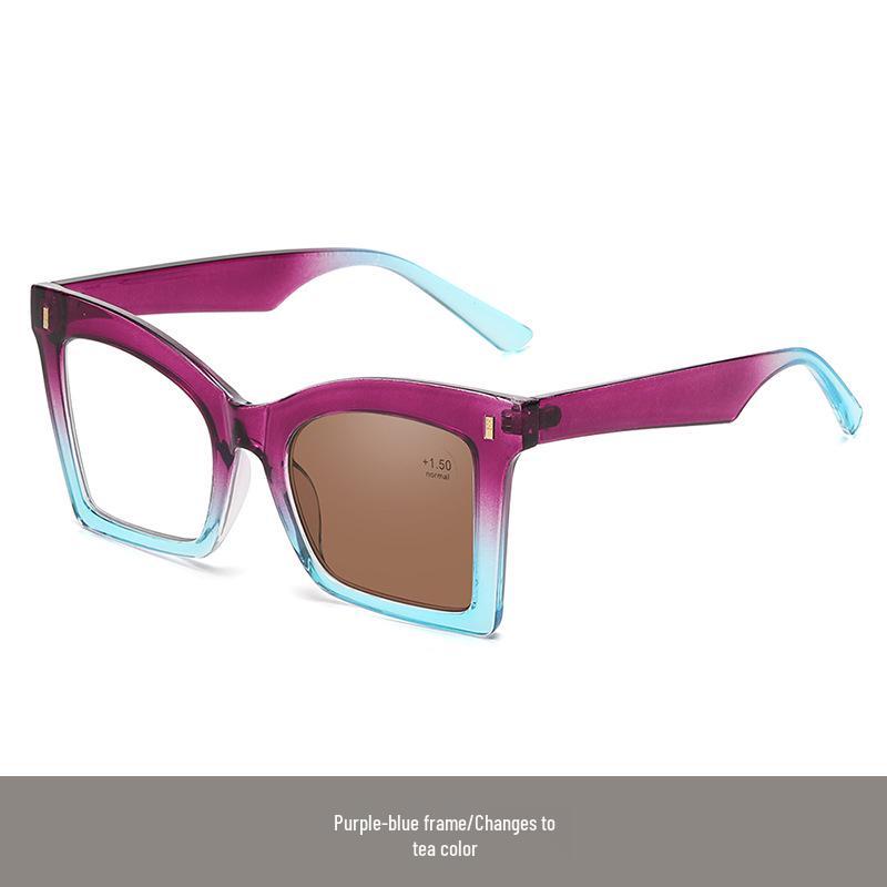 Photochromic Anti-Blue Light Women's Large Frame Reading Glasses - European & American Design