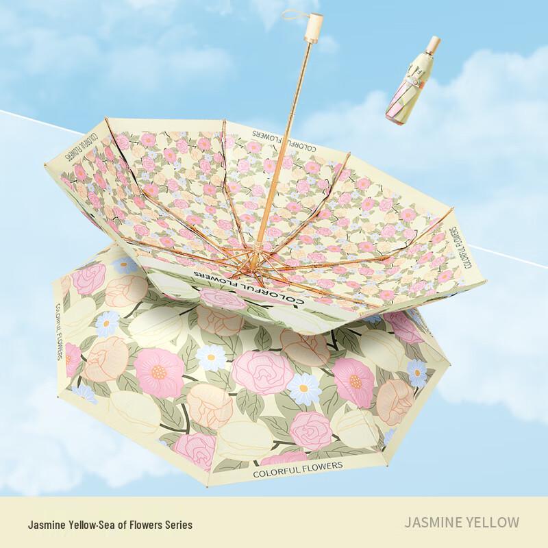 MAYDU Double Layer Floral UV Sun & Rain Umbrella