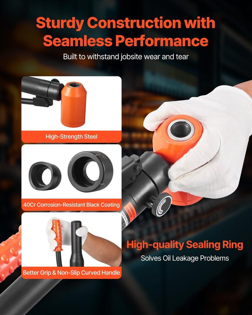 Knockout Punch Set, 98.07 kN Hydraulic Knockout Set, 12.7 To 50.8mm KO Tool Kit Hole Making Tool, KO Tools Kit W/6 Dies for Metal Electrical Cabinets,