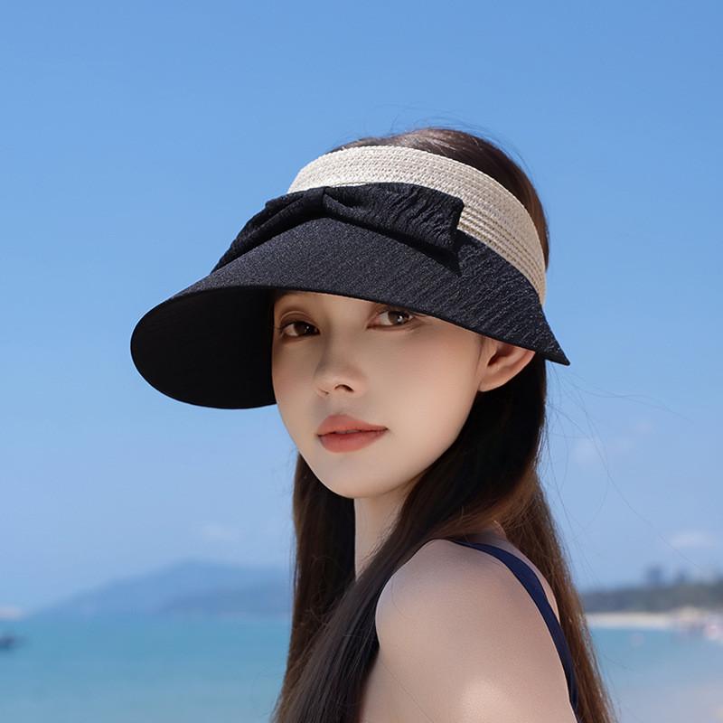 

Summer Butterfly Knot Sun Hat With Wide Brim For Outdoor Travel And Sun Protection чорний