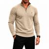 Herren Rippstrick Pullover mit halbem Reißverschluss und Stehkragen für Herbst und Winter