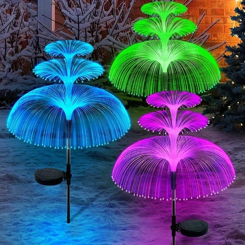 1pc Solar Jellyfish Light Decoration Outdoor Waterproof 2/3/5 Layer Optical Fiber for Pathway Outside Pathway Lawn Patio Decor