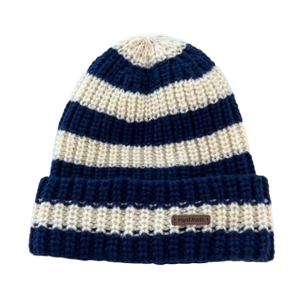 Stripe Winter Hats Thickened Knitted Hat Casual Beanie Caps  for Men Women