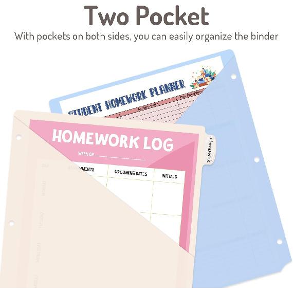 Forvencer 8 Count Dividers for 3 Ring Binder, 8 Tabs Binder Dividers with 2 Pockets, Binder Dividers with Tabs for School Office and Home