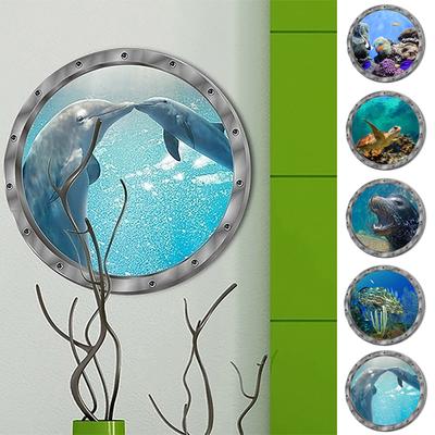 Bathroom Pvc Decals Underwater Fish Wall Stickers Waterproof Capybara Dolphin Tortoise Stickers Washing Machine Decoration