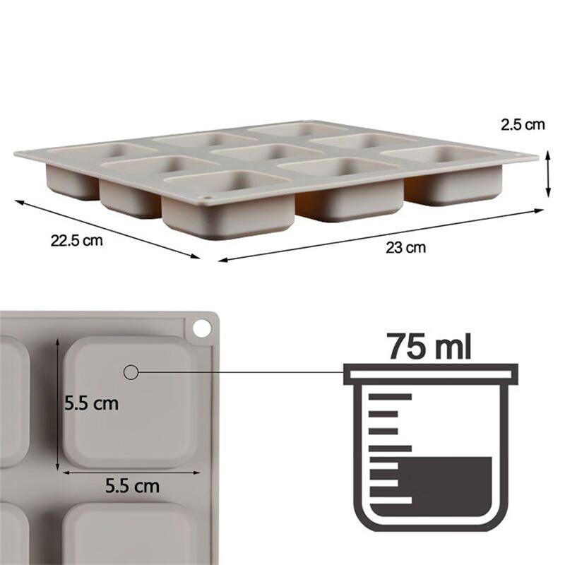 Nine-Hole Square Silicone Mold