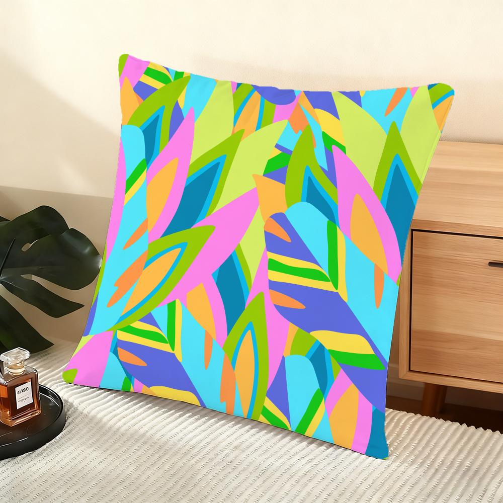 Abstract Colorful Pattern Cushion Cover Soft Short Plush Pillow Cover Smooth Cozy Texture Aesthetic Cushion Case Home Decor