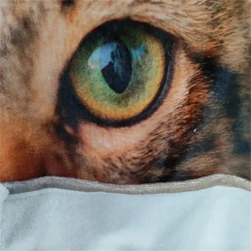 1pc Tabby Cat Print Flannel Blanket, Soft Warm Throw Blanket Nap Blanket For Couch Sofa Office Bed Camping Travelling