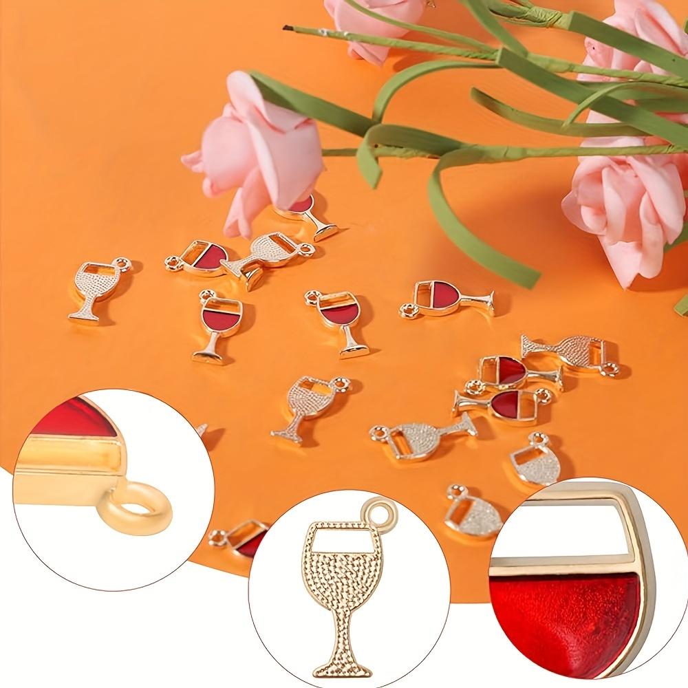 10/20/30pcs Romantic Red Mature Fashion Alloy Drip Oil High Footed Cup Small Pendant DIY Bracelet Necklace Foot Chain Pendant