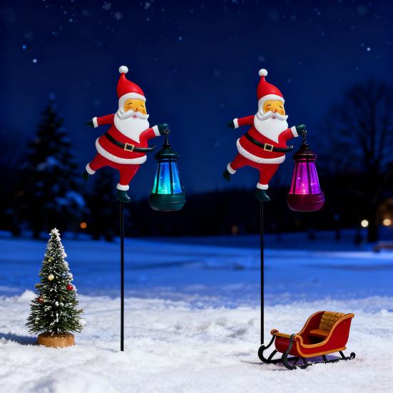 Weihnachts-Solar-Gartenleuchte für Außen Wasserdicht Schneemann/Weihnachtsmann Landschaftsweg Pfahlleuchte für Hof Rasen Gehweg Terrasse Dekoration