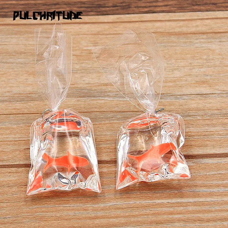 1Pcs 24*53MM DIY Transparent Resin Simulation Goldfish Pendant Jewelry