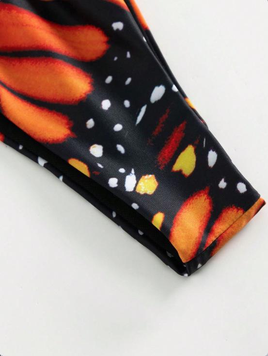 Women's Butterfly Print Halter Two-Piece Swimsuit - European and American Fashion, Hot Selling
