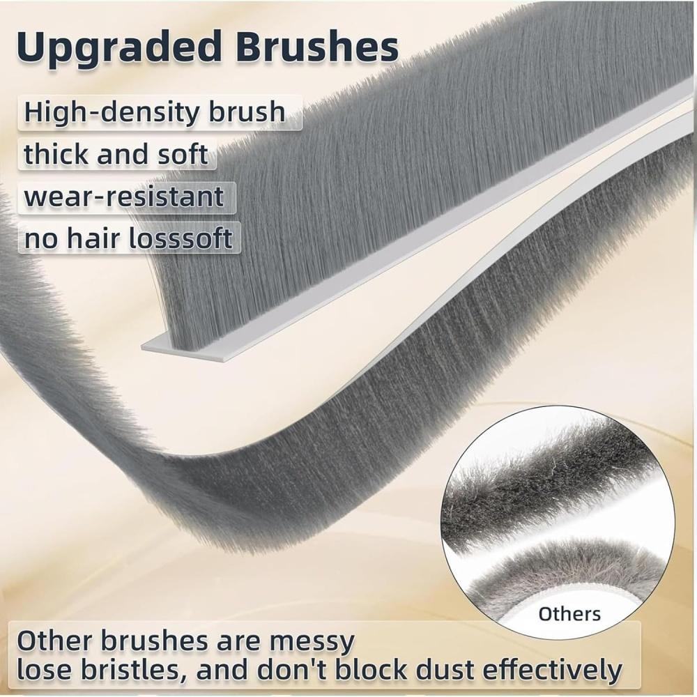 1Roll Door Seal Draft Stops with Brush Reduce Noise Door Sweep Breeze Blocker Insect Proof Dust Proof Sound Proof Seal Strips