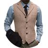 Herren Slim Fit Fischgrät Einreiher Freizeitweste